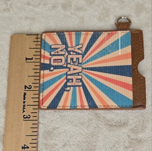 "YEAH, NO" Slip Wallet Brown, Red. White & Navy Blue - Picture 8 of 10